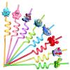 24 Under the Sea Party Favors Animal Drinking Straws Goodie Gifts for Kids Ocean Birthday Party Supplies With 2 PCS Cleaning Brushes view 1