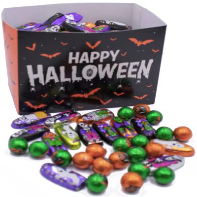 Festive Foil-Wrapped Milk Chocolates in a Box (2 lbs, Happy Halloween)
