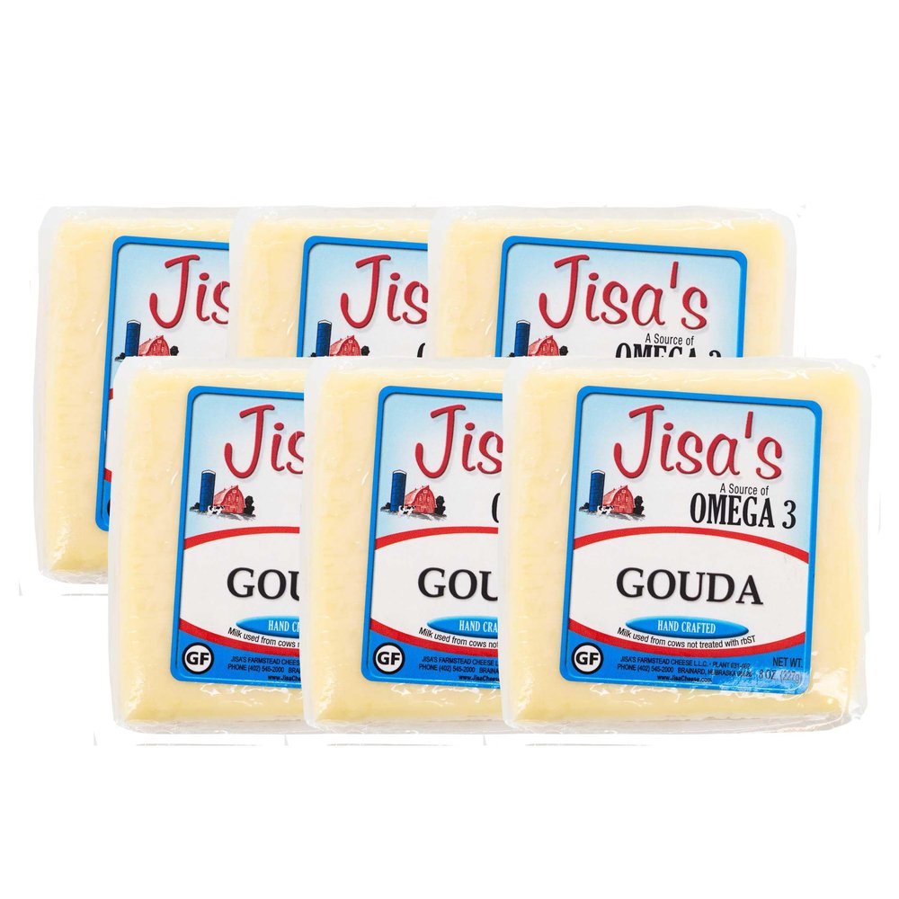 Gouda | 6-Pack | 8 oz Each | Artisan Cheese | Made with Whole Milk | Crafted in Small Batches | Product of Nebraska | Jisa's Farmstead Cheese