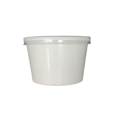 DHG PROFESSIONAL [250 Cups + 250 Lids] 96mm White Paper Deli Containers and PP clear Plastic Lids (16oz)