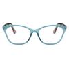 2SeeLife Large Cat Eye Reading Glasses For Women - Medium-Wide Faces, Durable Frame, Spring Hinges, Oversized Cateye Readers, Turquoise, +1.50 view 1