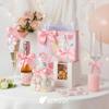 AIMUDI Baby Pink Satin Ribbon Bows 3.5" Light Pink Pretied Twist Tie Bows for Treat Bags Cake Pop Gift Wrapping Basket Wedding Favors Cookie Candy Bagging Baby Shower - 50 Counts view 2