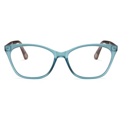 2SeeLife Large Cat Eye Reading Glasses For Women - Medium-Wide Faces, Durable Frame, Spring Hinges, Oversized Cateye Readers, Turquoise, +2.50