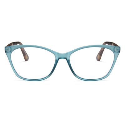2SeeLife Large Cat Eye Reading Glasses For Women - Medium-Wide Faces, Durable Frame, Spring Hinges, Oversized Cateye Readers, Turquoise, +2.25