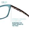 2SeeLife Large Cat Eye Reading Glasses For Women - Medium-Wide Faces, Durable Frame, Spring Hinges, Oversized Cateye Readers, Turquoise, +2.25 view 4