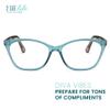 2SeeLife Large Cat Eye Reading Glasses For Women - Medium-Wide Faces, Durable Frame, Spring Hinges, Oversized Cateye Readers, Turquoise, +1.25 view 2