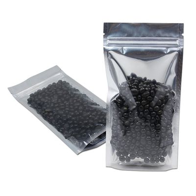 FERENLI 300 Pieces Stand Up Clear Front Zipper Lock Resealable Aluminum Mylar Foil Plastic Packaging Bag for Zip Heat Seal Package Lock with Tear Notch Long Term Food Storage 6.3x9.4 inch
