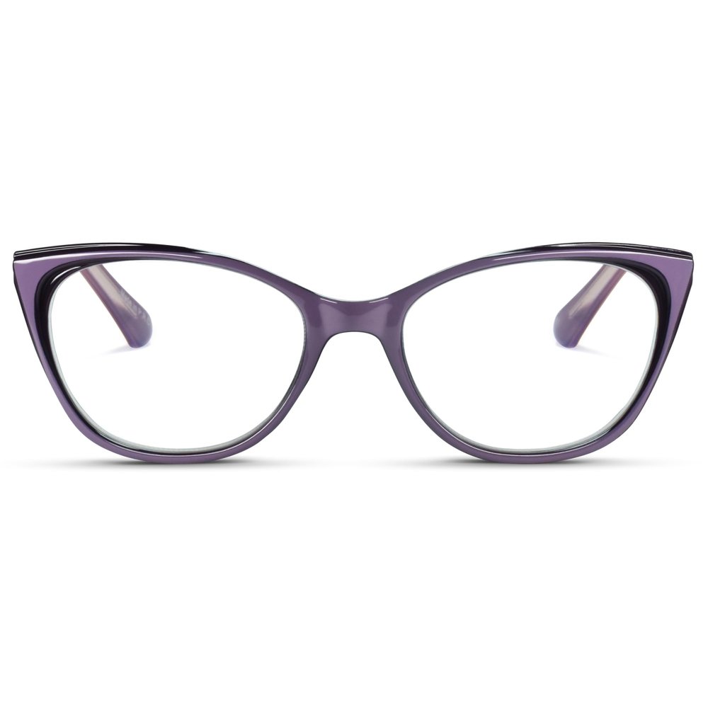 2SeeLife Narrow Cat Eye Reading Glasses for Women  SmallMedium Fit, Sturdy Frame, Spring Hinges, Stylish Cateye Readers, Purple, +3.00