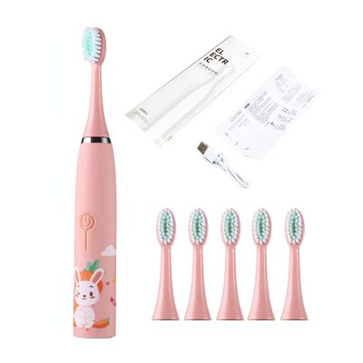 KIGHKX Kids Electric Toothbrushes Children's Sonic Toothbrush Cute Cartoon Teeth Whitening Toothbrush Soft Bristle Kids Baby Toothbrush + 6 toothbrush heads