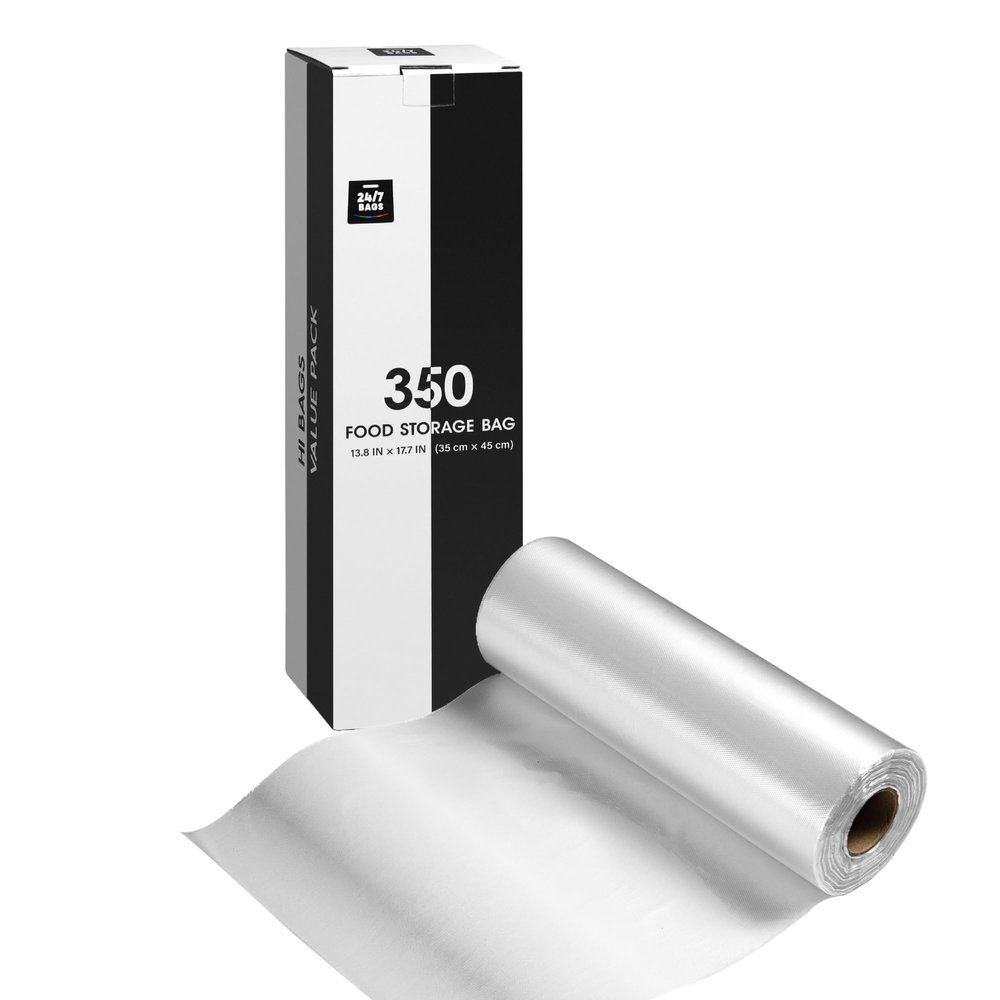 14"x18" 2 Gallon Plastic Produce Bags on a Roll- 350 Bags, Clear Grocery & Bread Bags, Food Contact Safe (X-Large)