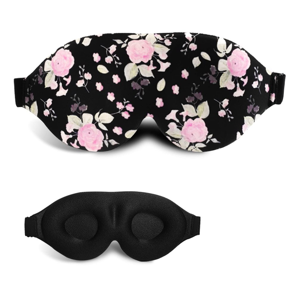 3D Sleep Mask, 100% Blackout 3D Contoured Sleep Eye Mask, Comfortable & Super Soft Sleeping Mask with Adjustable Straps for Women, Men, Sleeping Travel Yoga Naps (Peony Flower - Pack of 1)