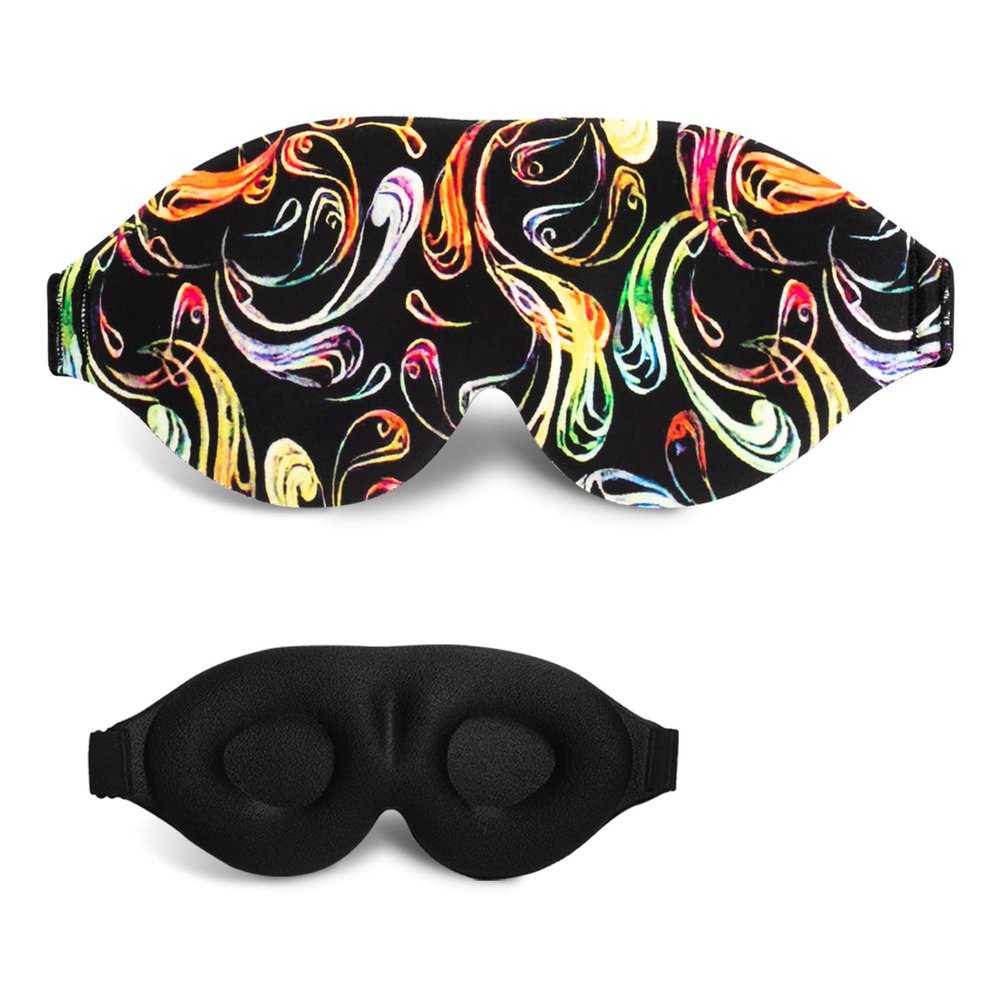 3D Sleep Mask, 100% Blackout 3D Contoured Sleep Eye Mask, Comfortable & Super Soft Sleeping Mask with Adjustable Straps for Women, Men, Sleeping Travel Yoga Naps (Colorful - Pack of 1)