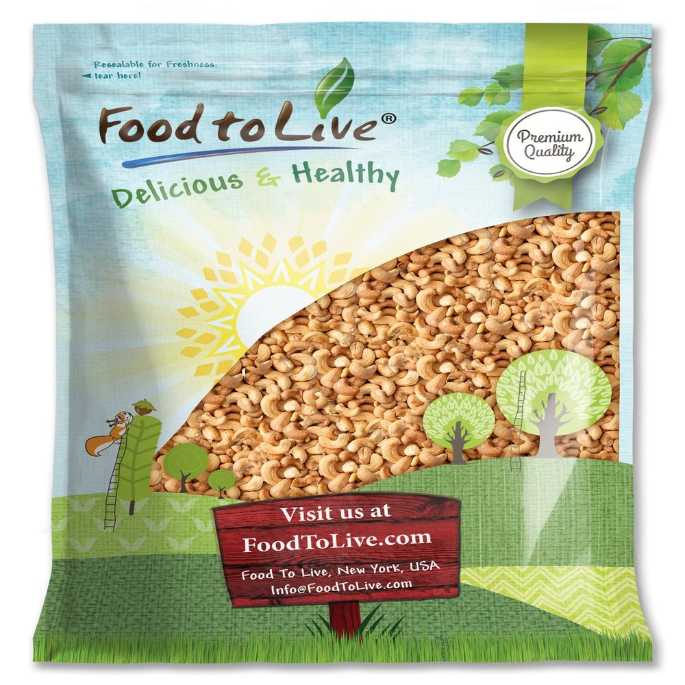 Food to Live Food to Live Dry Roasted Whole Cashews with Himalayan Salt, 7 Pounds Oven Roasted Lightly Salted Fancy Nuts, No Oil Added, Vegan, Kosher, Bulk. Crunchy Texture. Great Snack