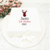 Personalized Baby's First Christmas Gift Box with Buffalo Plaid Reindeer, Farmhouse Deer, Personalized Gift Wrapping, Keepsake Box view 1