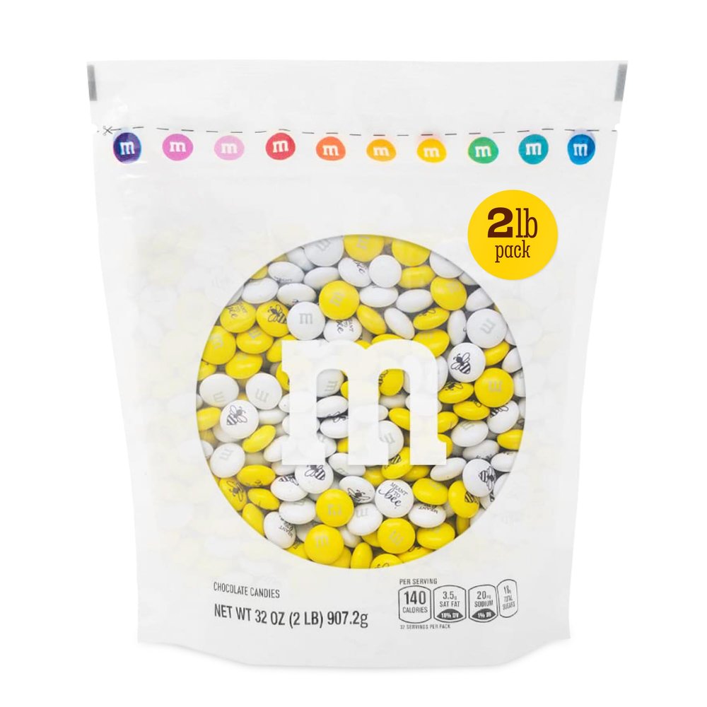 M&MS WORLD Meant To Bee Milk Chocolate Candy - 2lbs of Bulk Candy for Engagement Party, Wedding Favors, a Chocolate Gift Box and More
