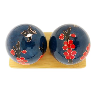 Top Chi Hummingbird Baoding Balls with Bamboo Stand (Small 1.4 Inch)