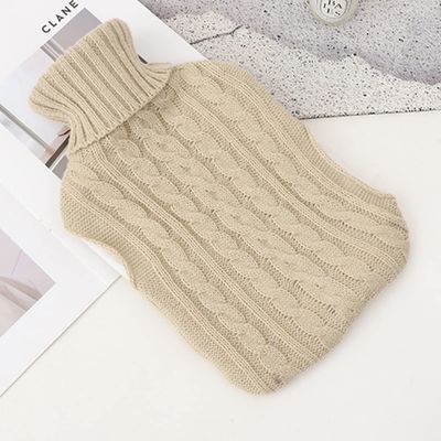 2L Large Capacity, Hot Water Bottle with Cover, Transparent Natural Rubber, Super Soft and Durable Hot Water Bag for Adults or Kids for Neck and Shoulder (Color : Beige)