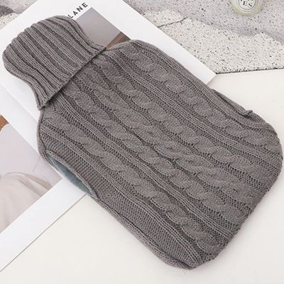 2L Large Capacity, Hot Water Bottle with Cover, Transparent Natural Rubber, Super Soft and Durable Hot Water Bag for Adults or Kids for Neck and Shoulder (Color : Gray)