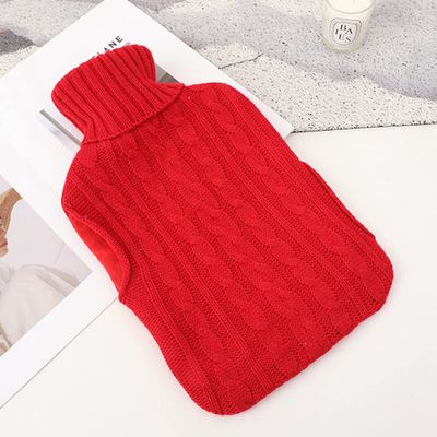 2L Large Capacity, Hot Water Bottle with Cover, Transparent Natural Rubber, Super Soft and Durable Hot Water Bag for Adults or Kids for Neck and Shoulder (Color : Red)