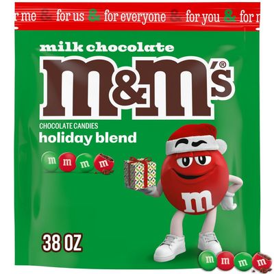 M&M'S Milk Chocolate Red & Green Christmas Candy Bulk Assortment, Bulk Christmas Candy 38 oz Resealable Bag