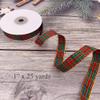 1" Christmas Ribbons Xmas Plaid Ribbons Craft Ribbon Checked Ribbon Bows Wrapping Ribbons with Measuring Tape for Christmas Party Decoration (25 Yards) view 2