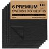 SUPERSCANDI 6 Pack Swedish Dishcloths for Kitchen - 100% Biodegradable & Compostable Reusable Paper Towels Washable, Food-Safe & Without Plastic - Dish Rags Suitable for Any Surface, Black view 1
