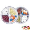 2PCS Pill Organizer 2 Packs Portable Travel Pill Box Round Rotatable Pill Case 4 Large Compartments Medicine Organizer for Vitamin Fish Oil Pills Supplements (Grey + White) view 1