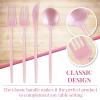 Silver Spoons OPULENCE COLLECTION DISPOSABLE SPOONS | Heavy Duty Plastic Flatware | 20 Spoons | for Upscale Wedding and Dining (Blush Pearl) view 3