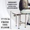 Folding Shower Seat with Legs - Wall Mount Bench for Inside Shower / Bathroom Safety Assist / 304 Stainless Steel / Phenolic Resin / Left / 28" x 21" view 3