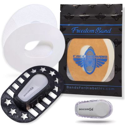 2 Adhesive Patches & Sensor Cover for Dexcom G6 CGM Transmitter Guard (Black)