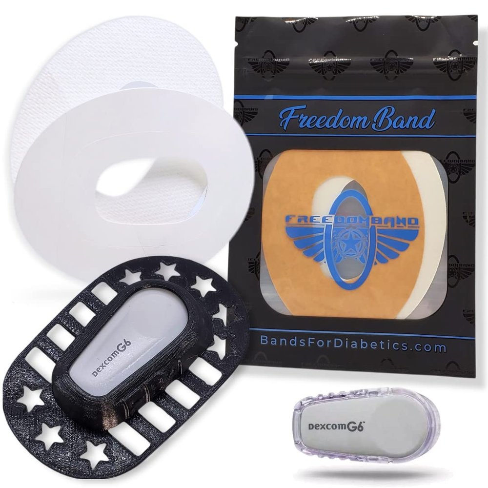 2 Adhesive Patches & Sensor Cover for Dexcom G6 CGM Transmitter Guard (Black)