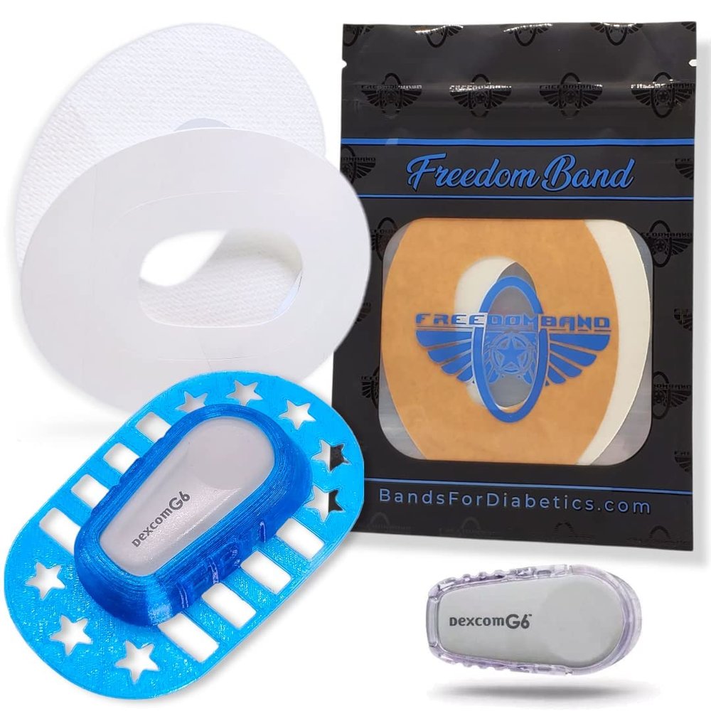 2 Sensor Patches & Overlay Case for Dexcom G6 Transmitter : Adhesive Overpatch Cover (Blue)