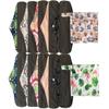 MUMBABY 12 Pieces Set 2 Pieces Mini Wet Bags and 10 Pieces Charcoal Bamboo Mama Cloth/Menstrual Pads/Reusable Sanitary Pads (Flarmingo & Rabbit, 10 inch) view 1