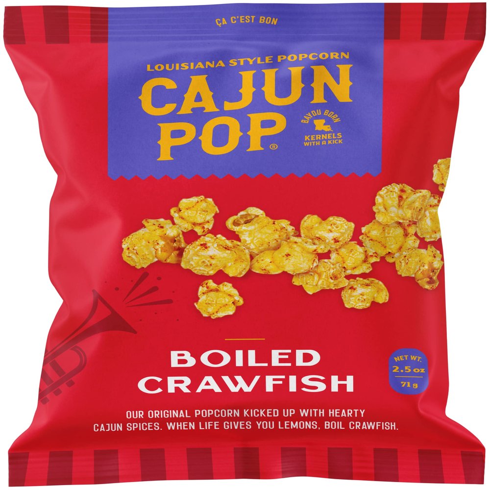 Cajun Pop Gourmet Popcorn Flavored Popcorn Already Popped Without Kernels Chocolate Drizzle, Birthday Popcorn & Movie Night Sweet & Spicy Snacks (Boiled Crawfish, Family Size - Single Bags)