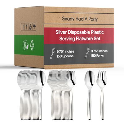 Disposable Plastic Serving Cutlery, Flatware Set, Dinnerware for Wedding, Birthday Party & Other Occasions (Clear, Cutlery Set (150 Guests))