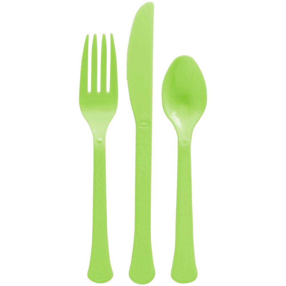 Plastic Heavy Weight Assorted Cutlery (80 Count) - Premium Disposable Plastic and Sturdy Cutlery, Perfect for Home Use and All Kinds of Occasions, Kiwi Green