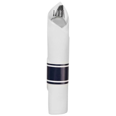True Navy Premium Rolled Cutlery Set (10 Count) - Includes Fork, Knife, & Spoon - Perfect for Parties & Special Events