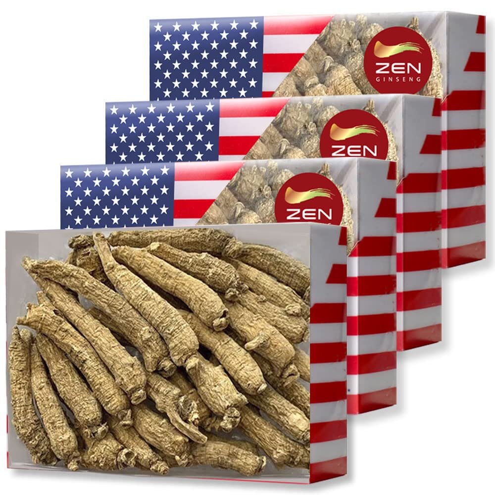 4 Boxes of Hand Selected American Ginseng Root-Small Tail (4oz/Box) / Panax Ginseng. Boosts Body Immunity, Energy & Stamina for Man & Women (16 Oz. (Pack of 4))