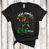 Here Comes ELF Floss Funny Christmas ELF Floss Flossing Lover Matching Family Group Gifts Unisex T-Shirt Black view 2