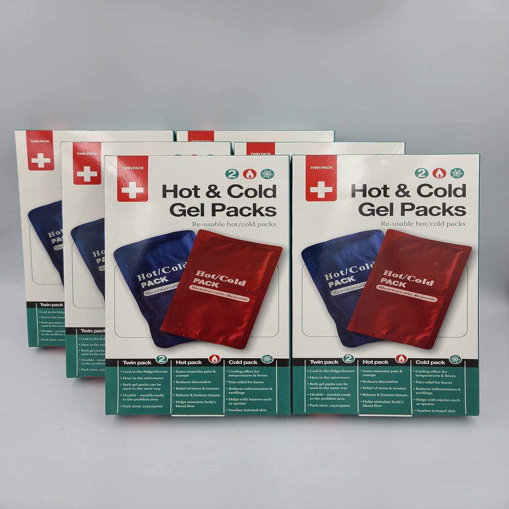 6 Pack Hot & Cold Gel Pack Twin Pack ~ Re-Usable Hot/Cold Packs