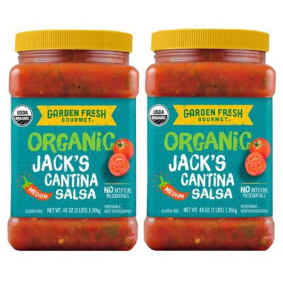 Garden Fresh Gourmet Organic Jack's Cantina Salsa - For a Flavorful Meal - No Artificial Preservatives - USDA Organic - Great for Taquitos, Bakes, Beans, Soups, Burritos - 2 Pack (48 oz Each)