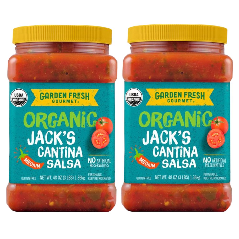 Garden Fresh Gourmet Organic Jack's Cantina Salsa - For a Flavorful Meal - No Artificial Preservatives - USDA Organic - Great for Taquitos, Bakes, Beans, Soups, Burritos - 2 Pack (48 oz Each)