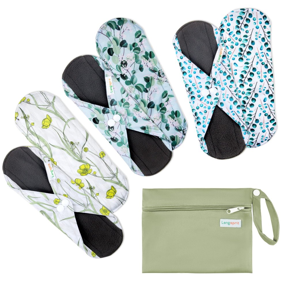 7pcs Set 1 pc Mini Wet Bag +6pcs Absorbent Reusable Sanitary Pads/Washable Cloth Menstrual Pads(Autumn,S)