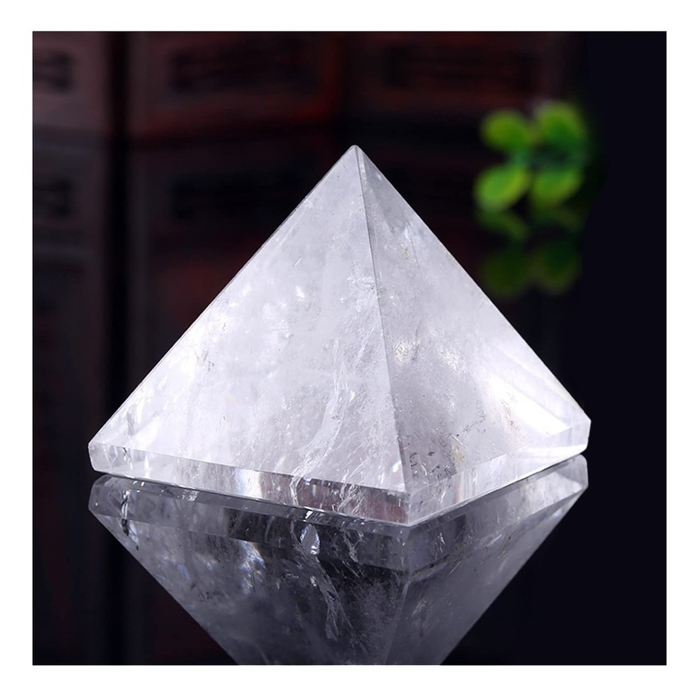 ZTBH Crystal Pyramid Natural White Crystal Pyramid Ornaments Rough Crystal Energy for Energy Generator, Meditation Healing Crystals (Size : 6.5cm)