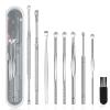 9 Pcs Ear Pick Earwax Removal Kit, Ear Cleansing Tool Set, Ear Wax Removal Tool, Ear Curette Ear Wax Remover Tool with a Cleaning Brush and Storage Box, Medical Grade, for Children and Adults,Silver view 1