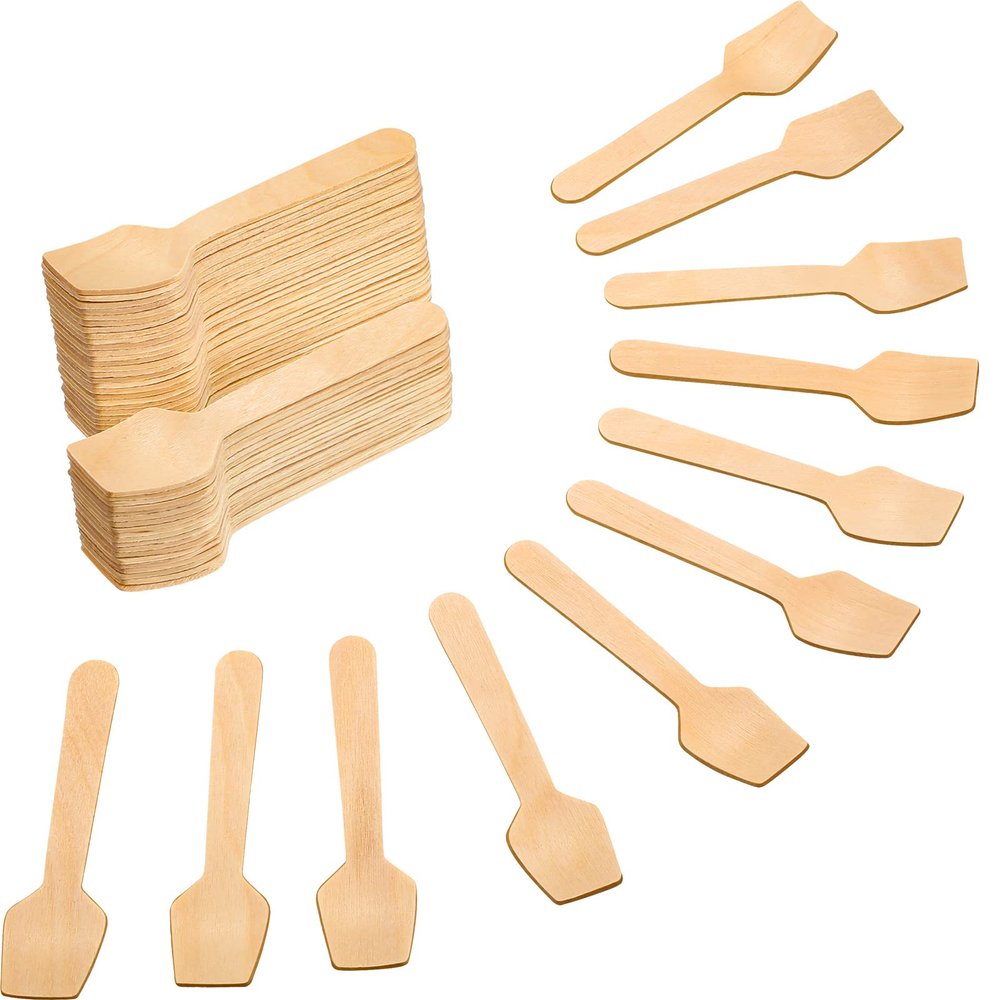500 Packs Mini Wooden Spoons 3.74 Inches Tasting Spoons Disposable Mini Square End Ice Cream Wooden Spoons Wood Mini Taster Spoons Gelato Spoons Disposable for Crafts Ice Creams Sampling Tasting