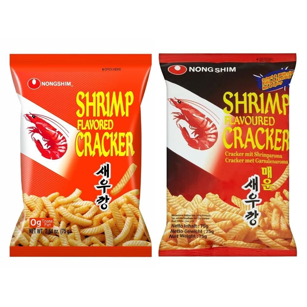 Nongshim Shrimp Crackers Set (Original Flavor + Spicy Flavor) 2 pack