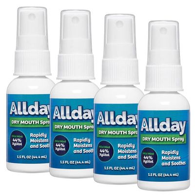 Allday Dry Mouth Spray - Maximum Strength Xylitol, Fast Acting, Long Lasting, Non-Acidic (Pack of 4)