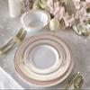 " OCCASIONS " 60 Plates Pack, Heavyweight Disposable Wedding Party Plastic Bowls (14 oz Soup Bowl, Ritz Blush & Gold) view 3