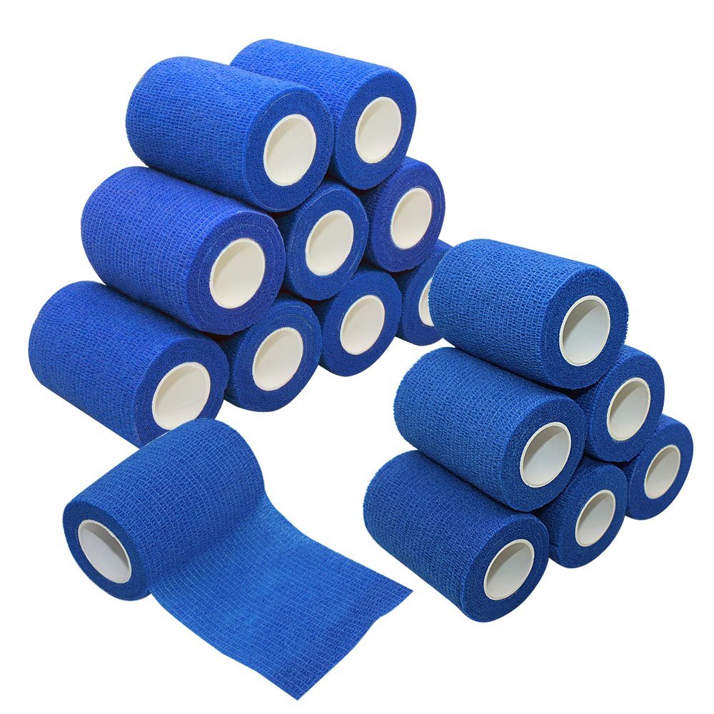 [16 Pack-3" x5Yards] MINGYUE Self Adhesive Bandage Wrap,Athletic Tape,Sports Tape,Wrist and Ankle Wrap Tape,Cohesive Bandage for Vet Tape(Blue)